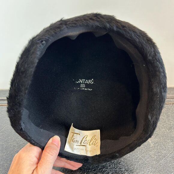 Vintage 50s Faux Fur Shag Wool Mohair Minimalist Sculpted Asymmetric Skull Cap - Picture 7 of 7